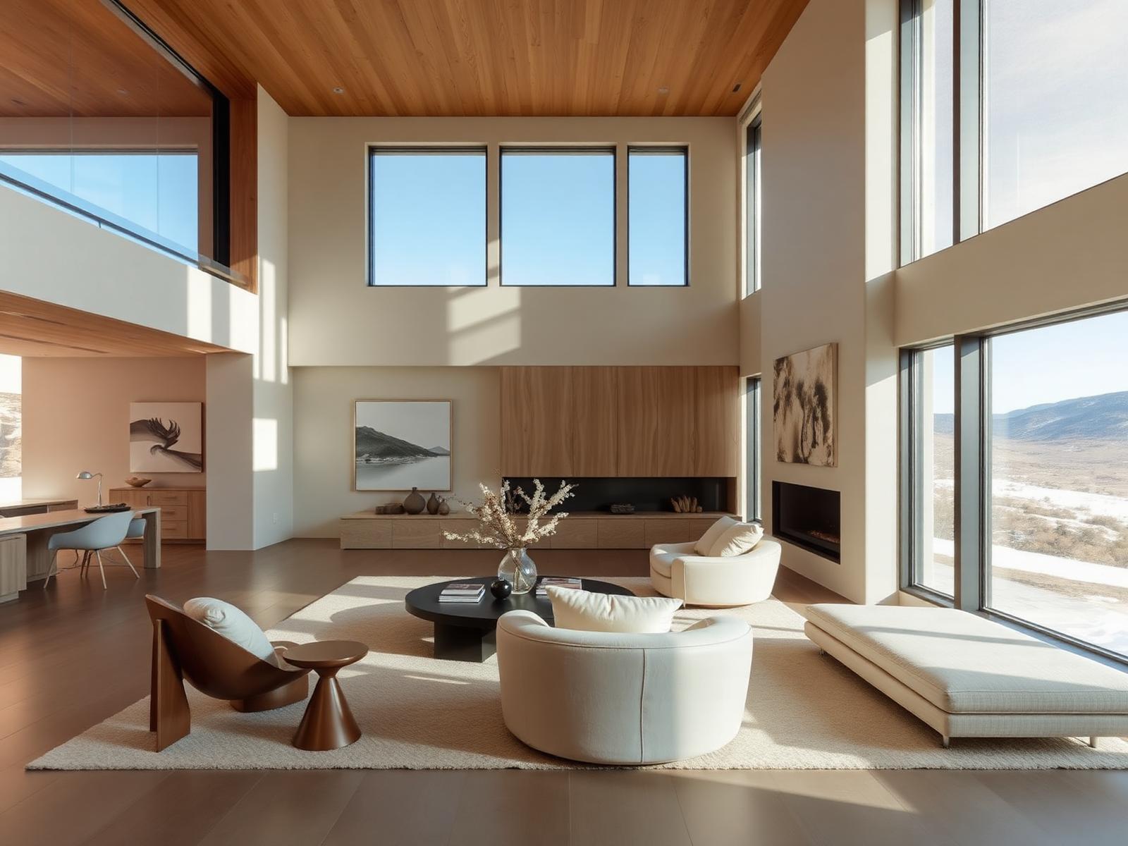 Modern Denver living room with mountain views