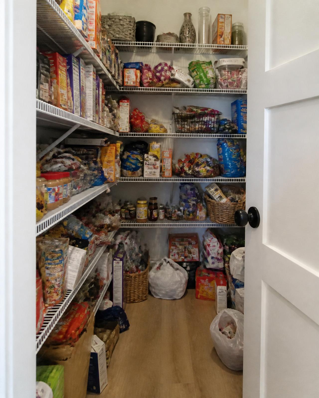 Cluttered pantry before professional organizing